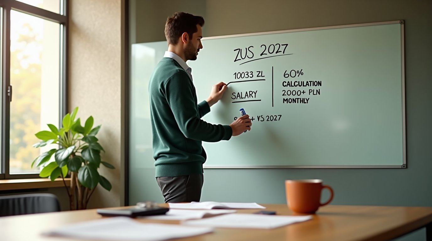 W 2027 roku duży ZUS dla przedsiębiorcy po raz pierwszy przekroczy 2000 zł miesięcznie. Rozkładamy dokładne kwoty, porównujemy z 2026 i pokazujemy, co warto zrobić teraz, żeby zaplanować ten koszt bez niespodzianek.